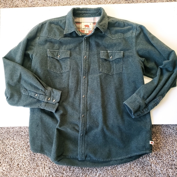 Men's XXL Dakota Grizzly 100% Cotton Flannel Deep Sage Green Button-Up Shirt - Picture 2 of 12